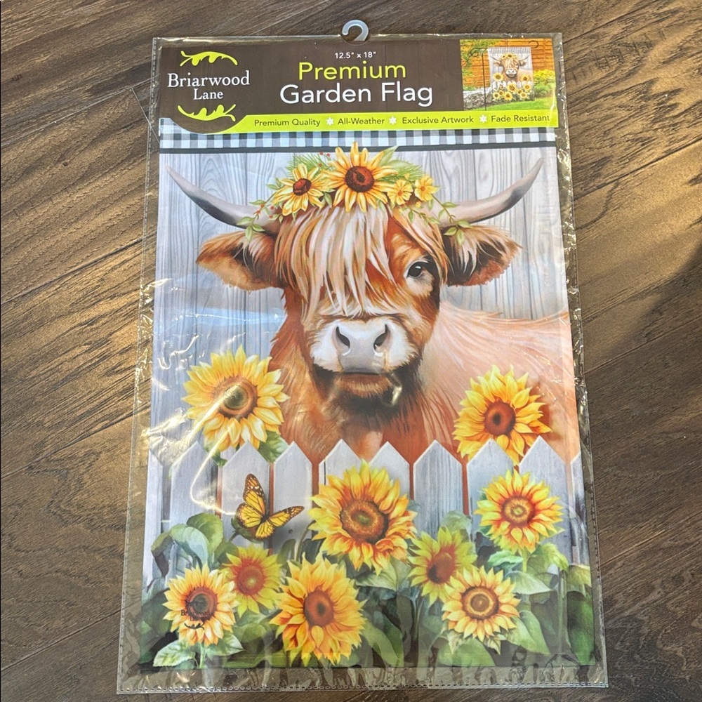 Briarwood Lane Highland Cow & Fowers Garden Flag,fade resistant,all weather
